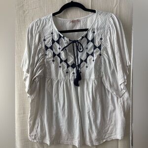Knox Rose White Short Sleeve Tie Front Blouse